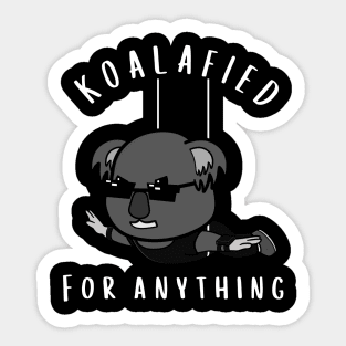 Koalafied for anything Funny Koala Cartoon Pun Sticker